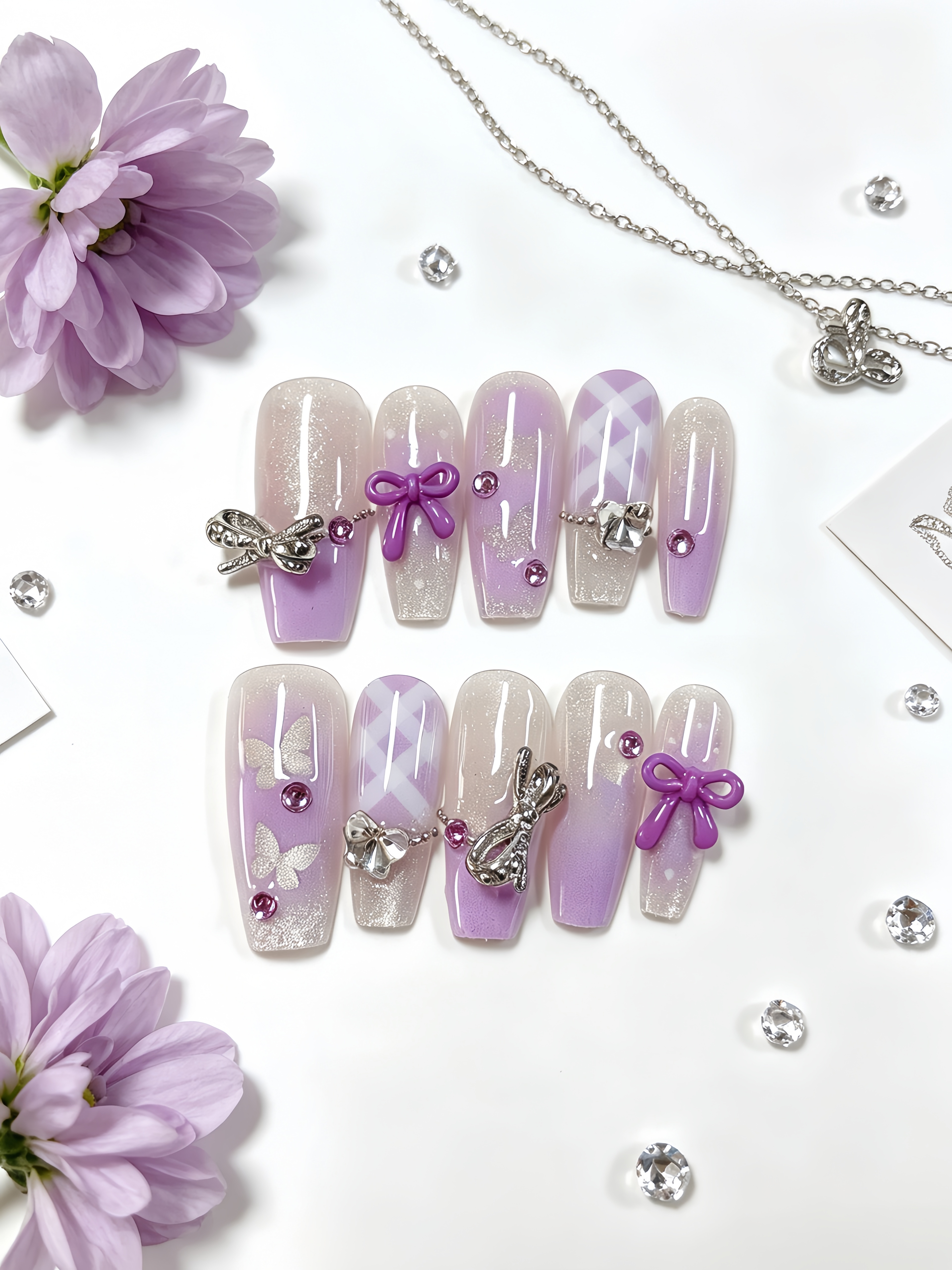 Korean Girls Lifestyle - 10 Medium-Sized Trapezoidal Press-On Nails, Nude