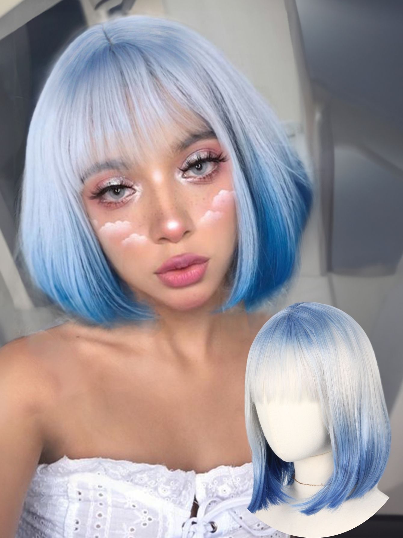 Blue and White Gradient Short  - مراجعة Lifestyle Of Korean وسعره