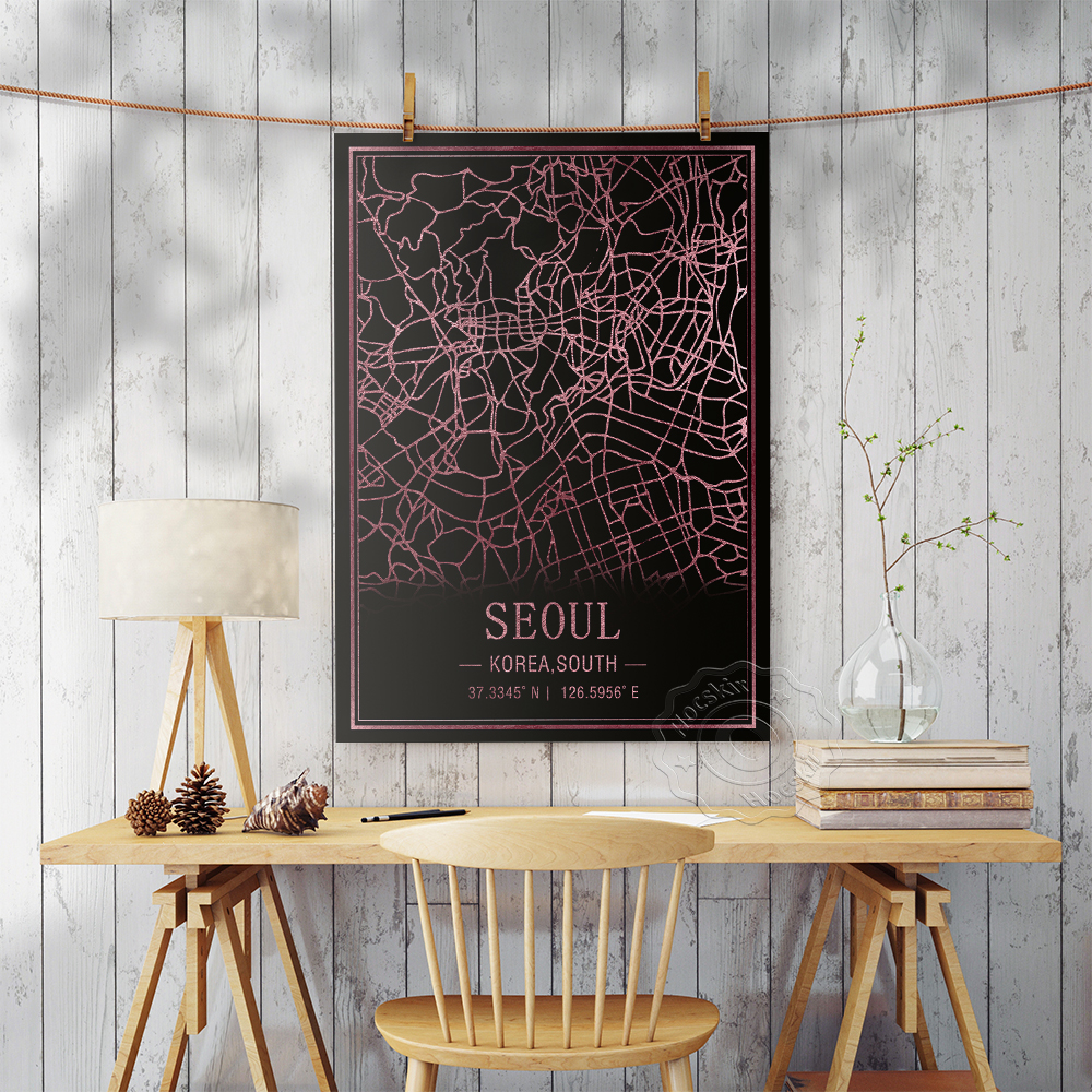 Seoul Korea South Map Art Post - مراجعة South Korea Lifestyle وسعره