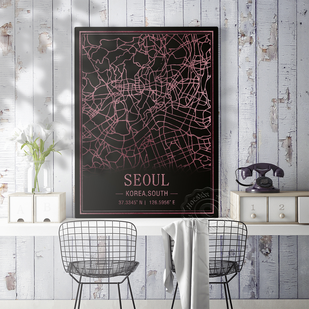 Seoul Korea South Map Art Post - مراجعة South Korea Lifestyle وسعره